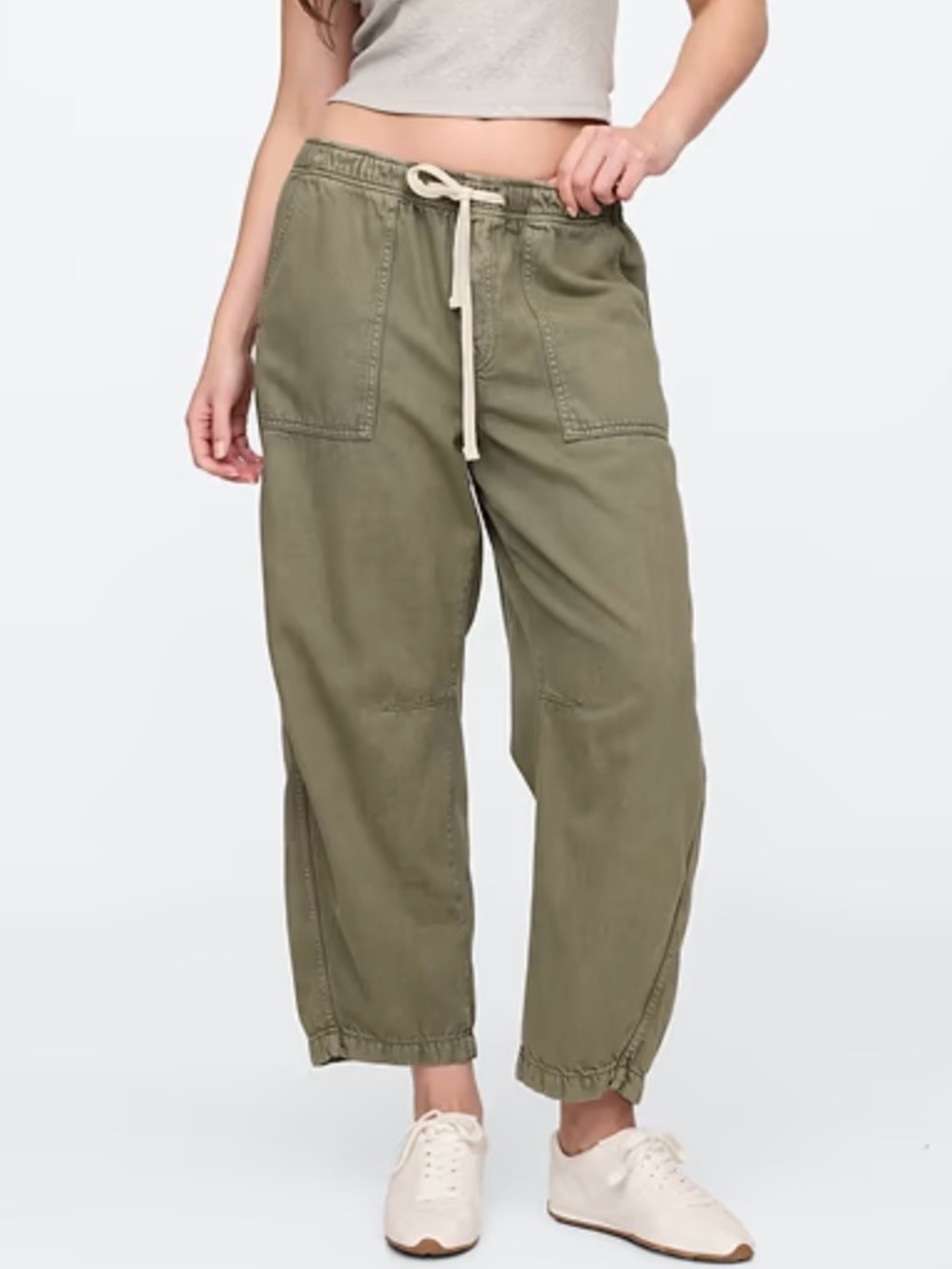Gap pull on barrel jeans green
